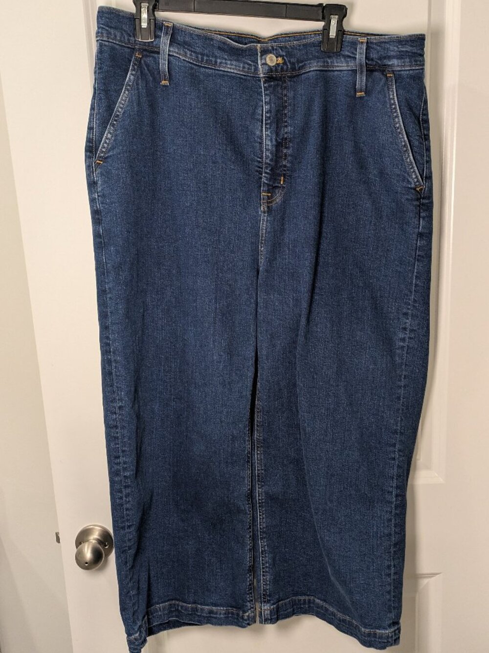 J Crew Jeans Womens 34 Mercantile Wide-Leg Crop High Rise Blue Denim